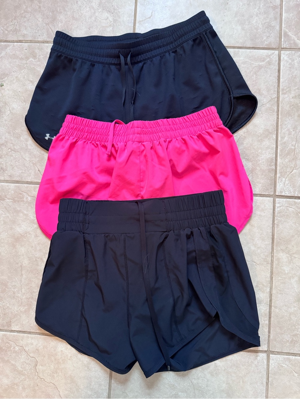 Women’s Athletic Shorts — Black & Hot Pink
